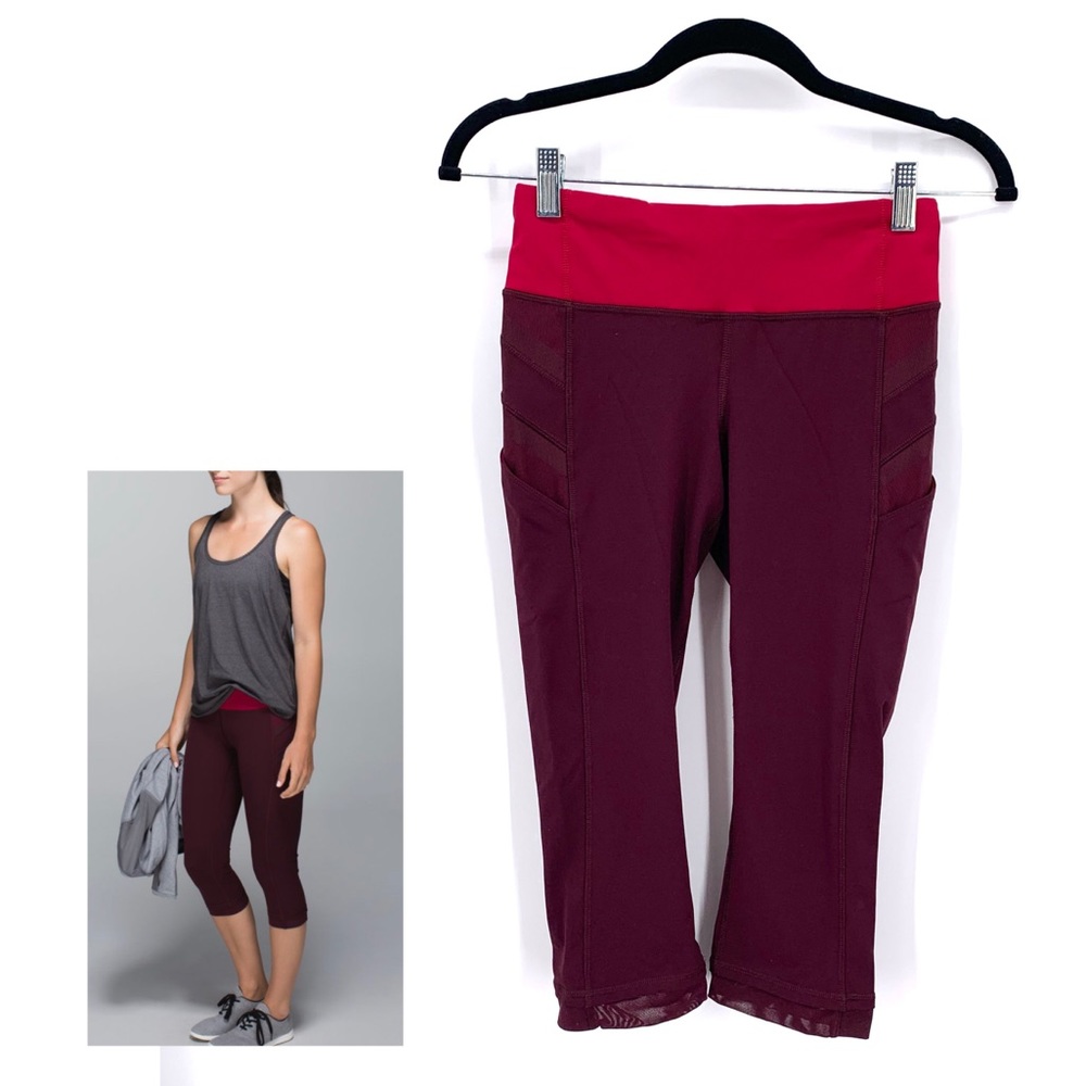 Lululemon Women’s Illumina Run Crop Legging in Bordeaux Bumbleberry Size 4